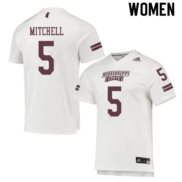 Women #5 Osirus Mitchell Mississippi State Bulldogs College Football Jerseys Sale-White - Click Image to Close